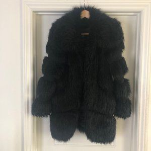 Rachel Zoe Black Faux Fur Coat